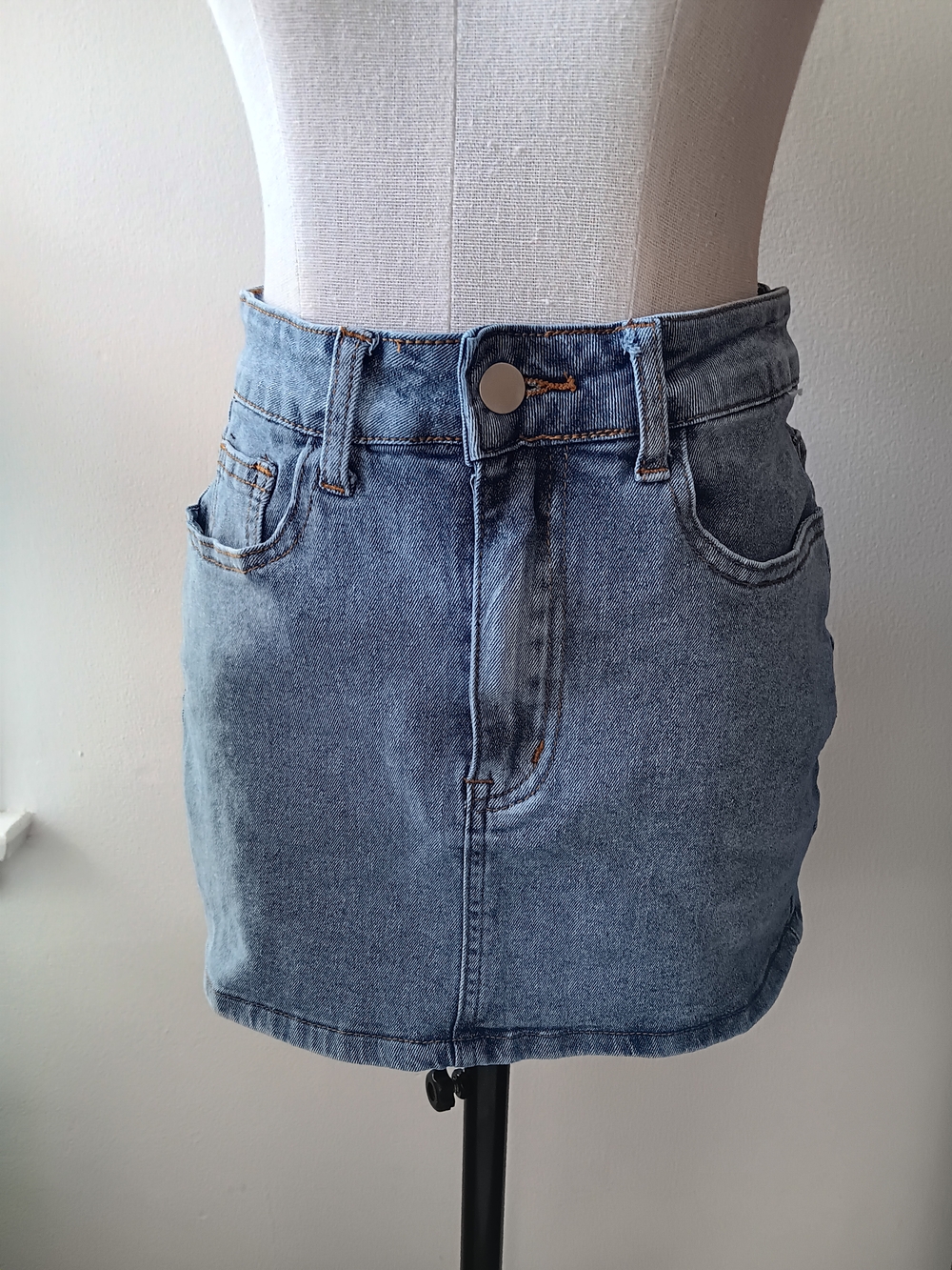 SHEIN Light Blue Washed Denim Mini Skirt